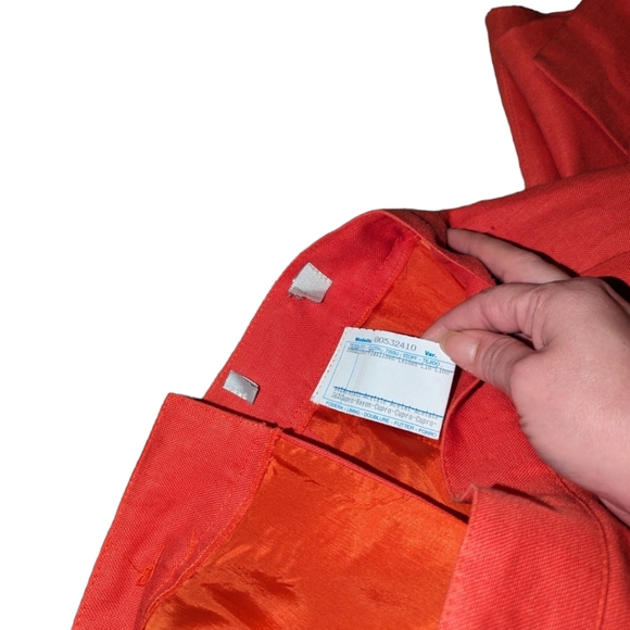 100% Flax Linen Orange Pencil Lined Pleated Pull On Pencil Skirt 8 - Picture 7 of 13